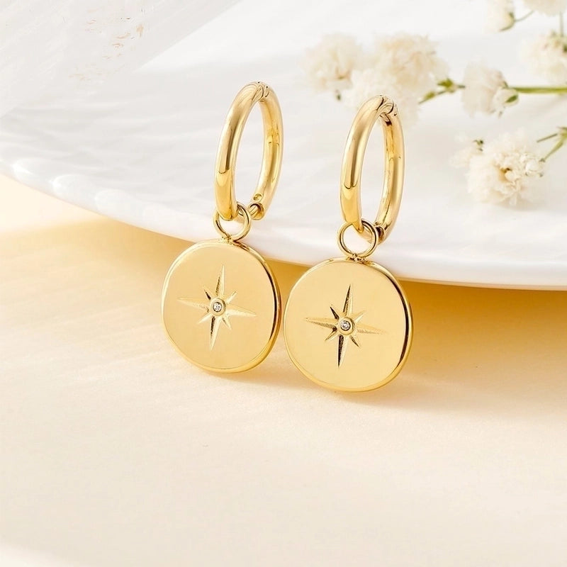 1 Pair Retro Star Plating 304 Stainless Steel 14K Gold Plated Drop Earrings