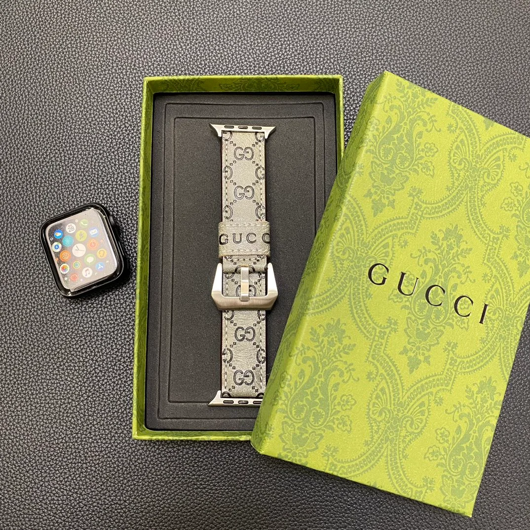 Gucci 3D Premium Gucci Embossed Leather Apple Watch Strap ProCaseMall