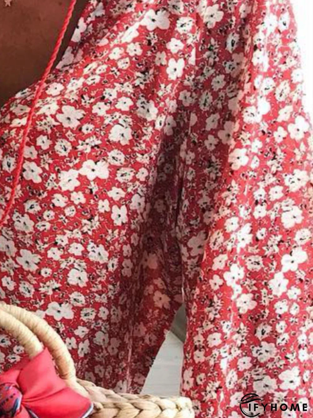 Boho Floral-Print V Neck Floral Shirts & Tops | IFYHOME