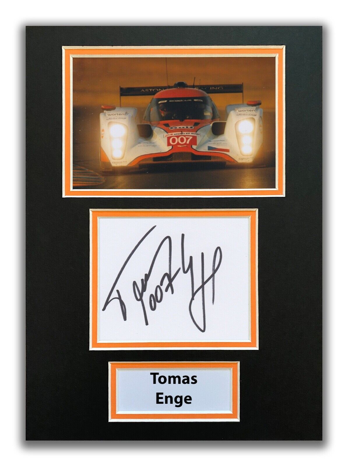 TOMAS ENGE HAND SIGNED A4 MOUNTED Photo Poster painting DISPLAY - ASTON MARTIN - LE MANS 1.