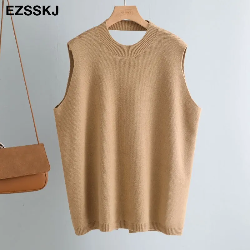 autumn winter OVERSIZE thick Sweater vest women sleeveless warm Sweater Pullovers Women female  o-neck LOOSE  sweater VEST