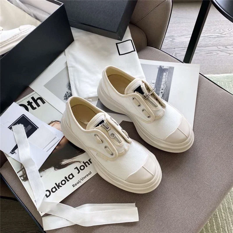 Retro Ladies Canvas Shoes Zapatillas Mujer Casual Flat Platform Shoes Mixed Colors Sneakers Women Round Toe Cozy Female Shoes