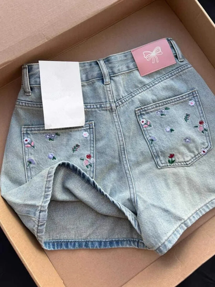 Women's 2025 Summer Loose High Waist Thin Wide Leg Denim Shorts