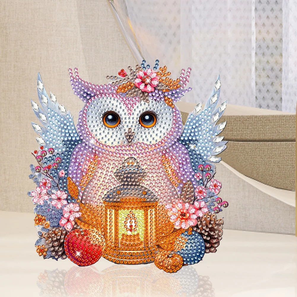 DIY Lamp Owl Acrylic Shaking Head Cute Christmas Desktop Diamond Art Kits
