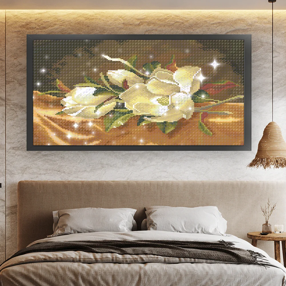 9CT Full Stamped Cross Stitch Bead Embroidery- Lily(Canvas|43*22CM)