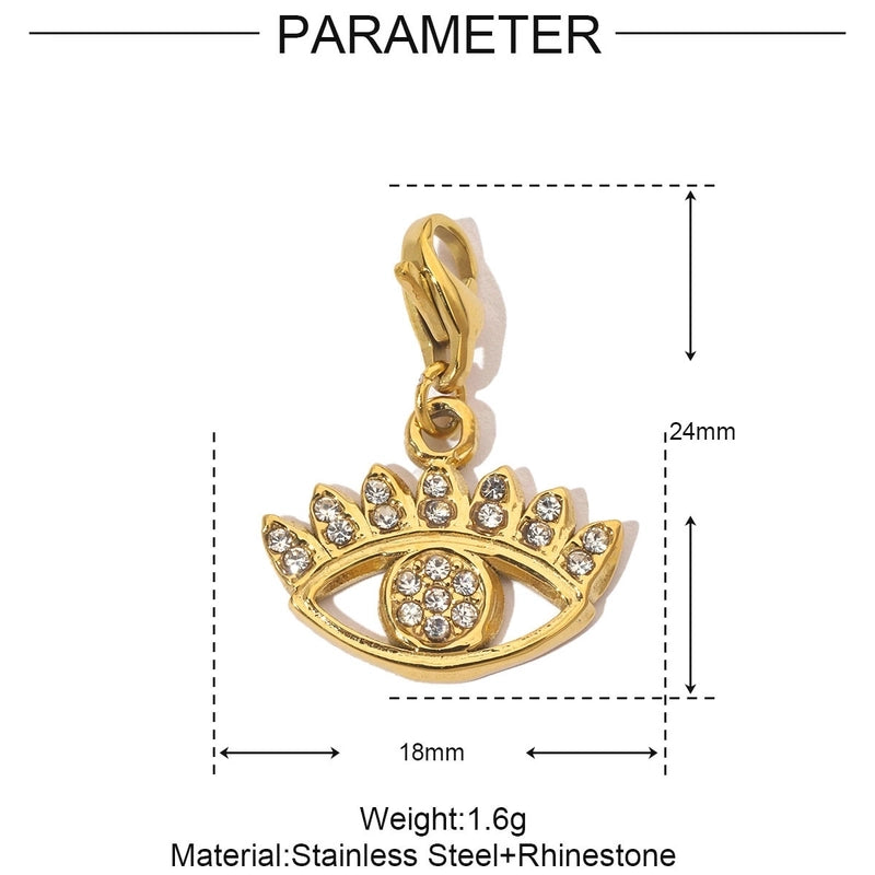 3 PCS/Package Titanium Steel Rhinestones Eye Pendant Jewelry Accessories