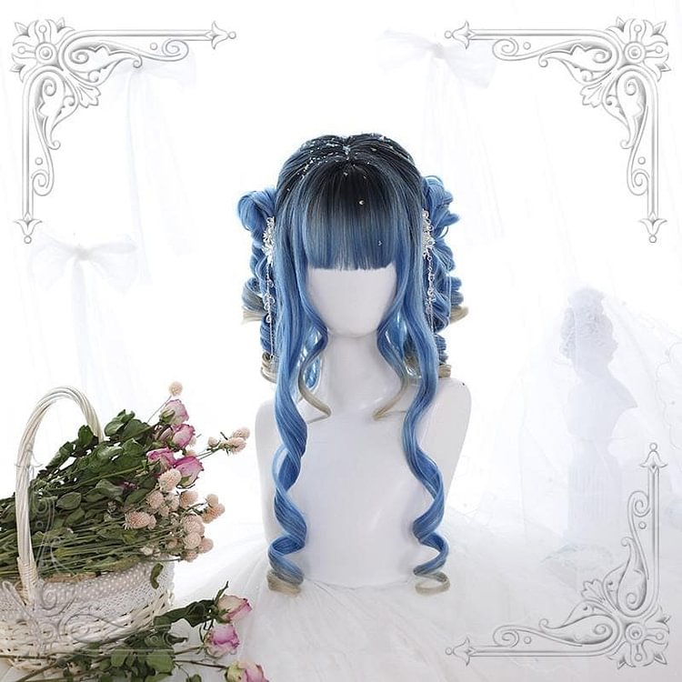 Blue Pastel Lolita Long Curl Wig SP13813
