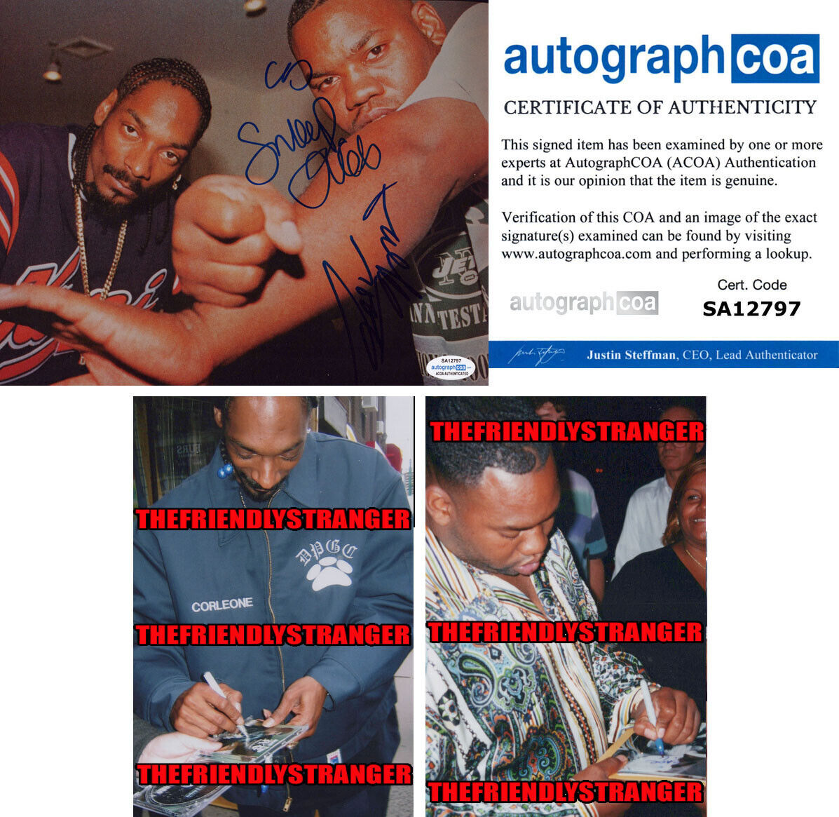 SNOOP DOGG & RAEKWON signed Autographed 8X10 Photo Poster painting - PROOF Rare Signatures ACOA