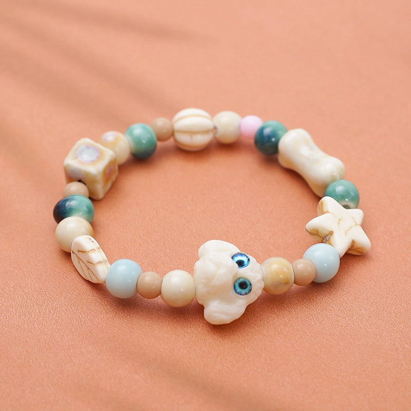 Cute Cartoon Personality Puppy Bracelet Boys And Girls Student Children Gift Jingdezhen Ceramic Jewelry Bracelet