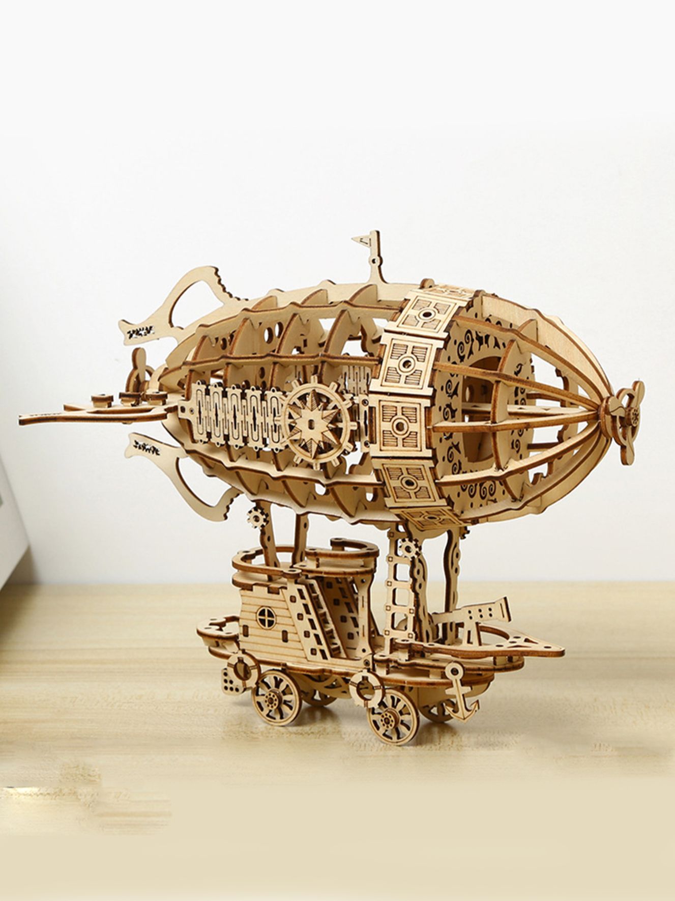 Tegooe 3D Wooden Puzzle Airship Model Kit - Mechanical Brain Teaser
