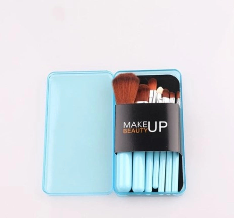 Corrugated Nylon Wool Plastic Handgrip Makeup Brushes 1 Set