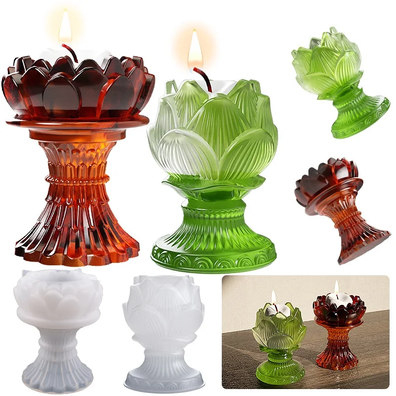 Lotus Lace Base Continuous Candle Holder Silicone Mold