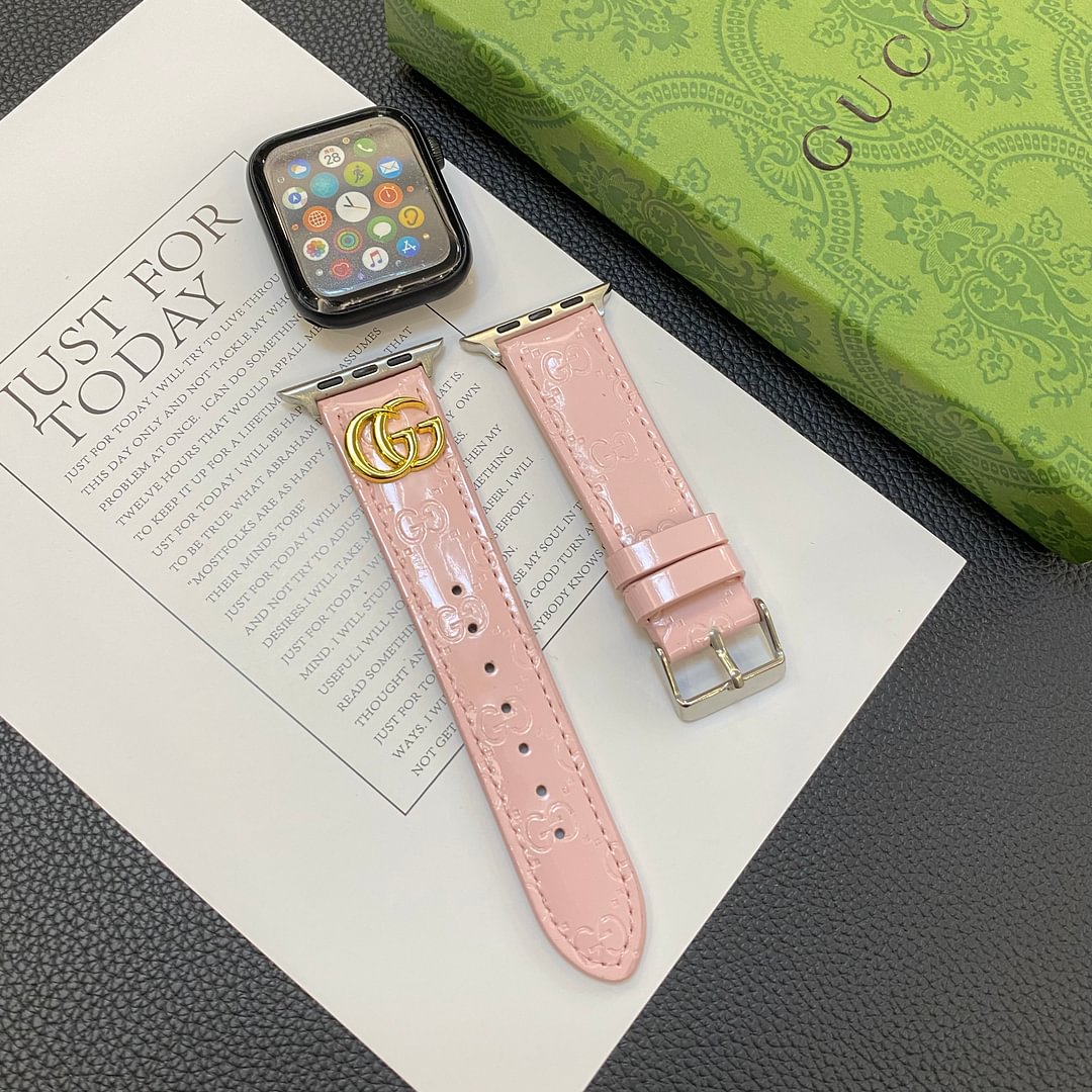 GUCCI Gucci Metal Monogram Leather Apple Watch Strap ProCaseMall