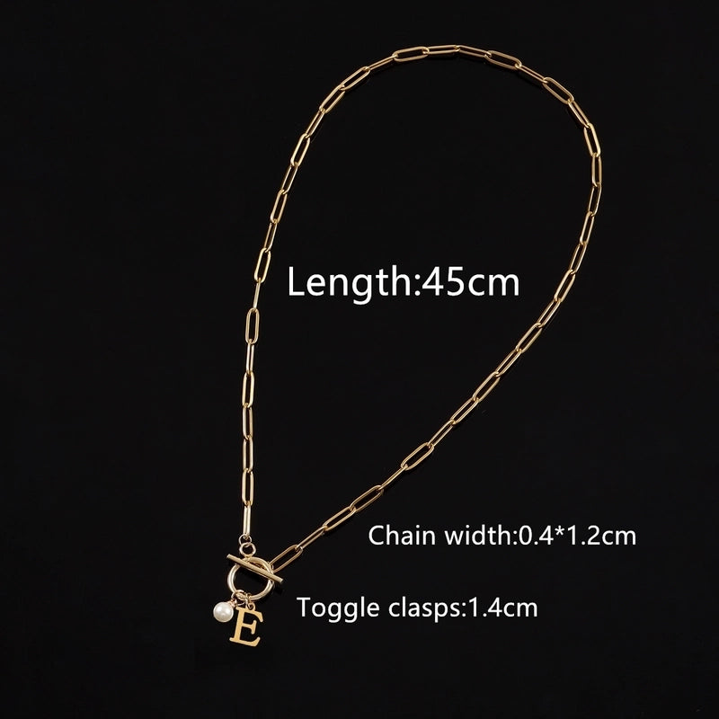 Casual Classic Style Letter 201 Stainless Steel 304 Stainless Steel Artificial Pearl Pendant Necklace