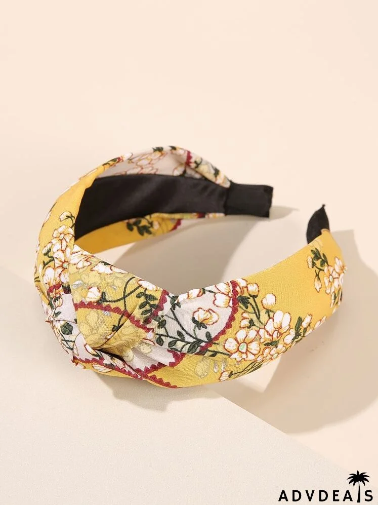 Flower Print Knot Decor Headband