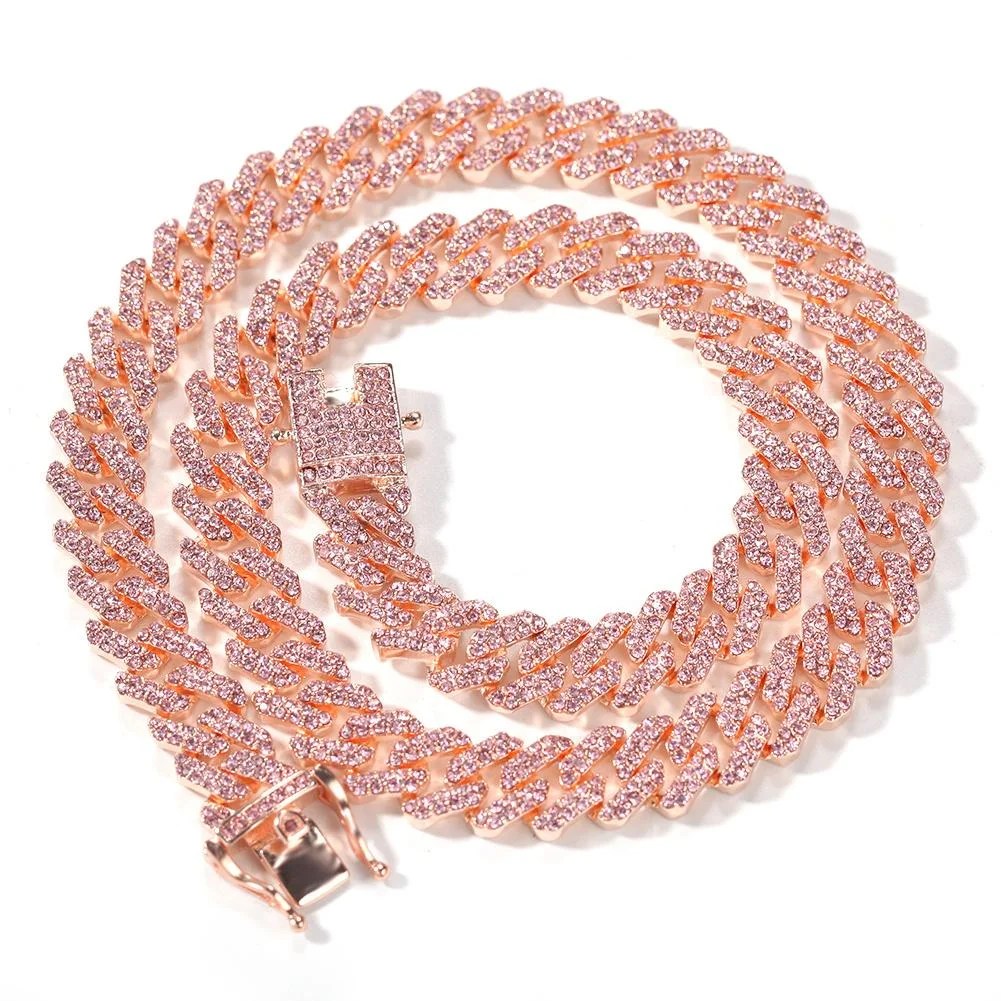 12MM S-Link Miami Cuban Link Pink Chain-VESSFUL