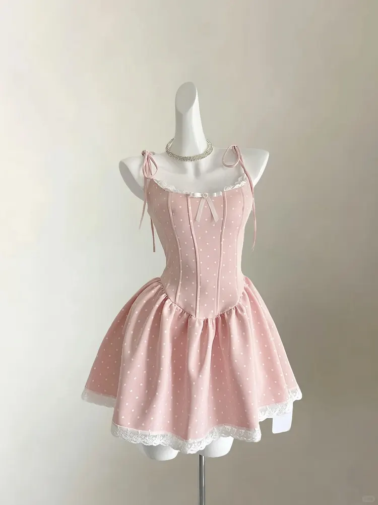 Pink polka dot sundress