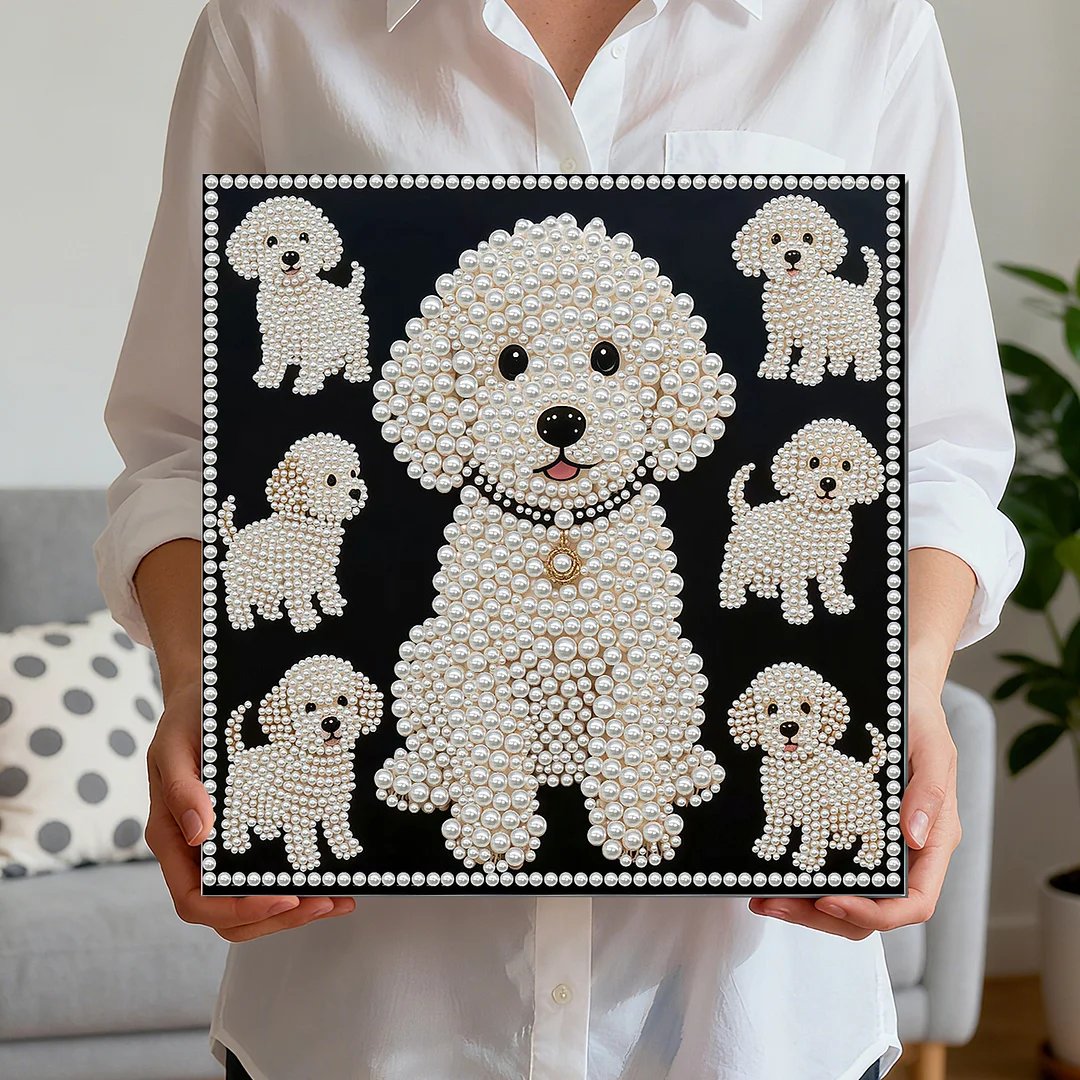 Puppy DIY Pearl Art Diamond Painting With Frame 30x30cm for Adults Home Decor