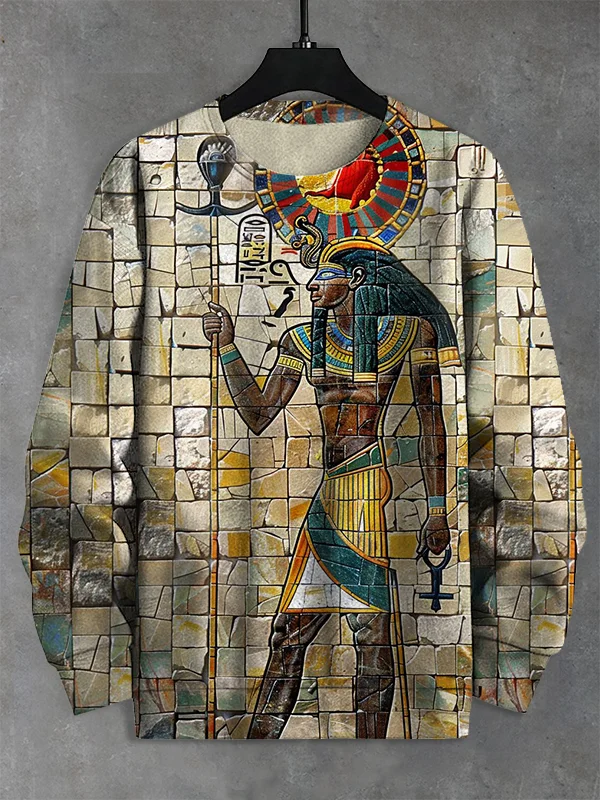 Men's Ancient Egyptian Mosaic Art Print Casual Sweatshirt