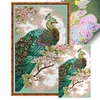 >SALE<Embroidery Cotton Thread 14CT Printed Green Peacock Cross Stitch 30x46cm