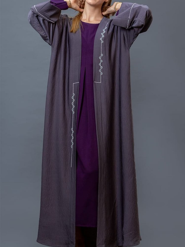 Women purple embroidery abaya