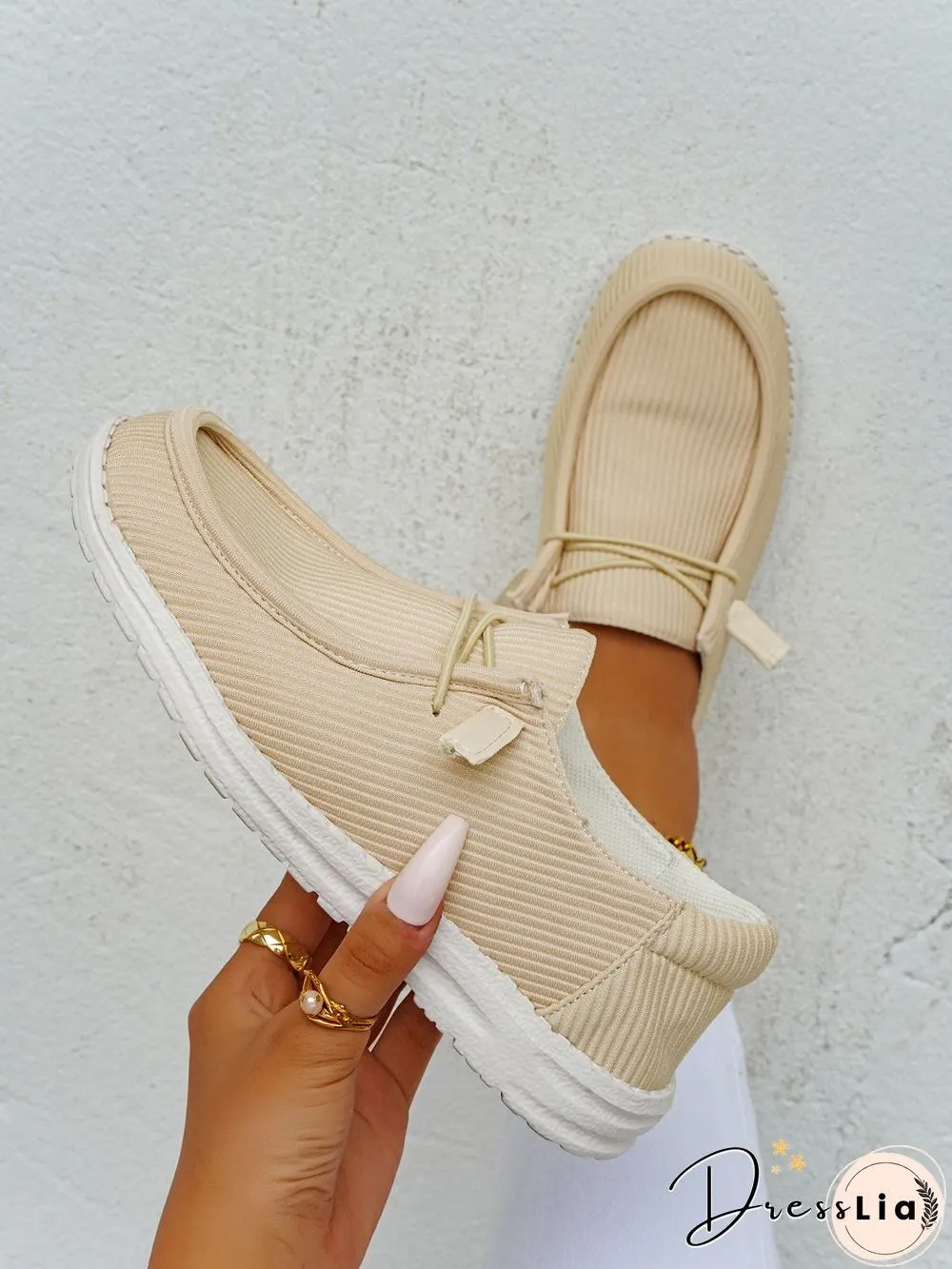 Casual Light Lace Up Flats Canvas Shoes