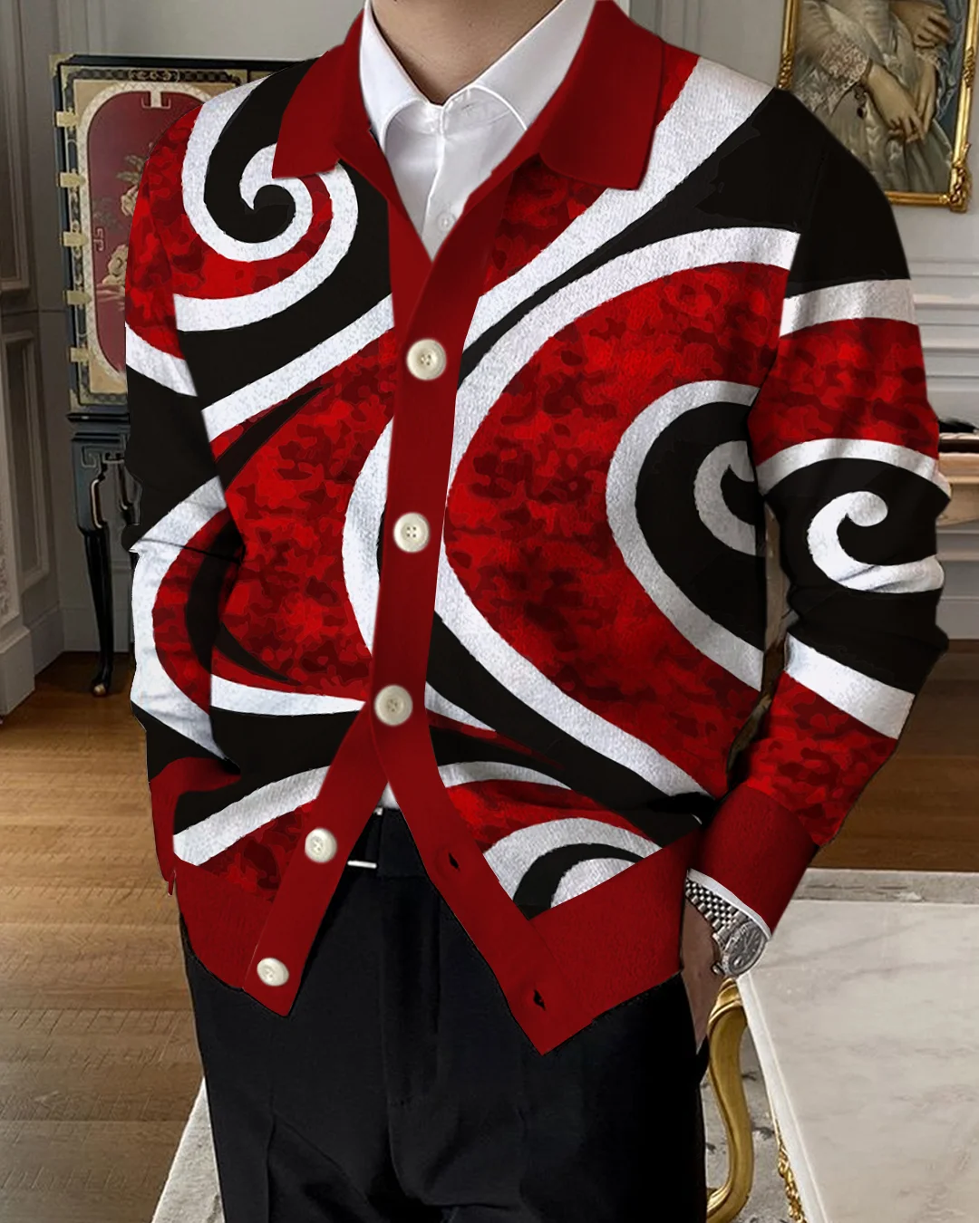 Men's Lapel Knitted Sweater Cardigan b243