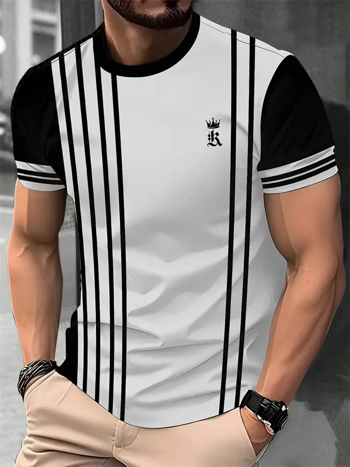 Summer Men's Short-sleeved T-shirt Business and Leisure 3D Print Short Sleeve-JRSEE