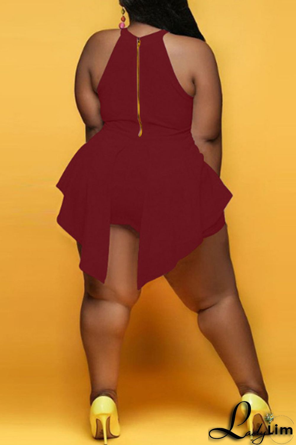 White Fashion Casual Solid Split Joint Asymmetrical O Neck Plus Size Romper