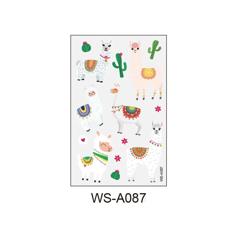 Alpaca Tattoo Stickers Fake Tattoos Paste on Face Arm Leg for Cute Kids Body Art Sticker