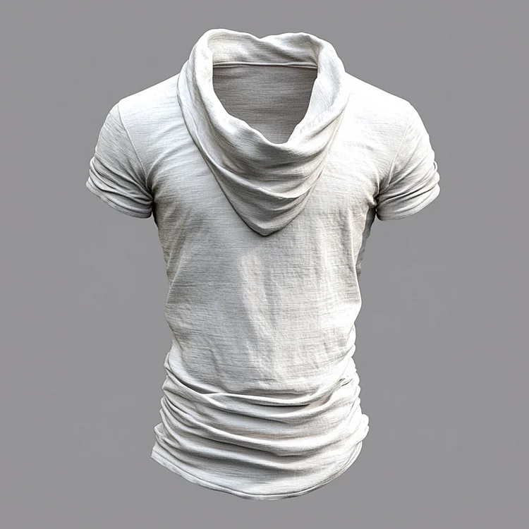 Okaywear Casual Solid Cowl Neck Short Sleeve T-Shirt Okaywear