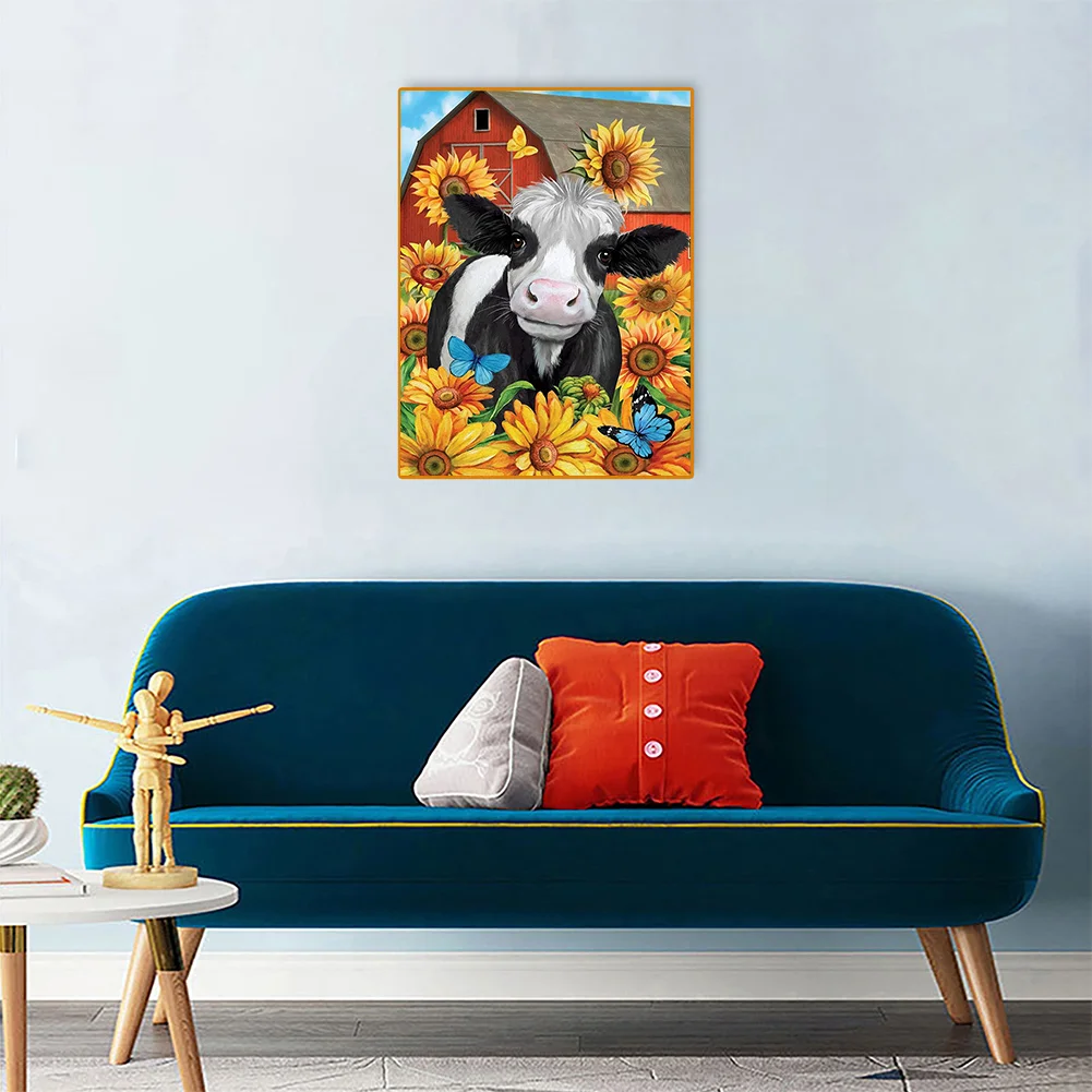 Full Round Diamond Painting 30*40cm - Sunflower Cow