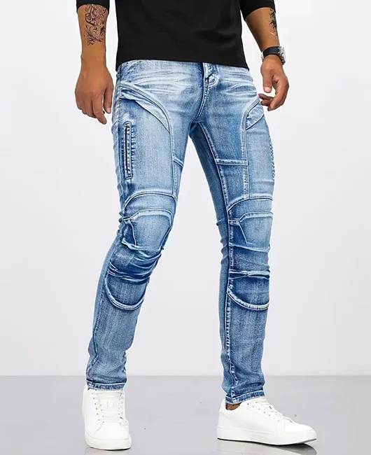 Retro Casual Washed Denim Mid Rise Stretch Pencil Jeans Okaywear