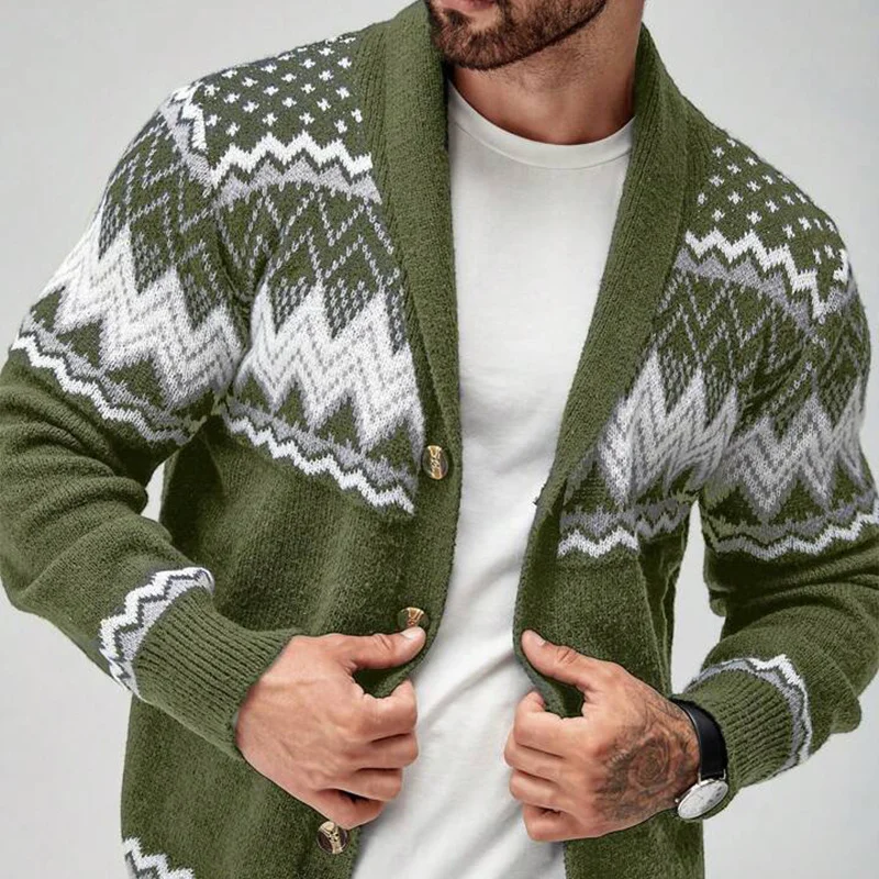 Men's Solid Color Long Sleeve Knitted Cardigan