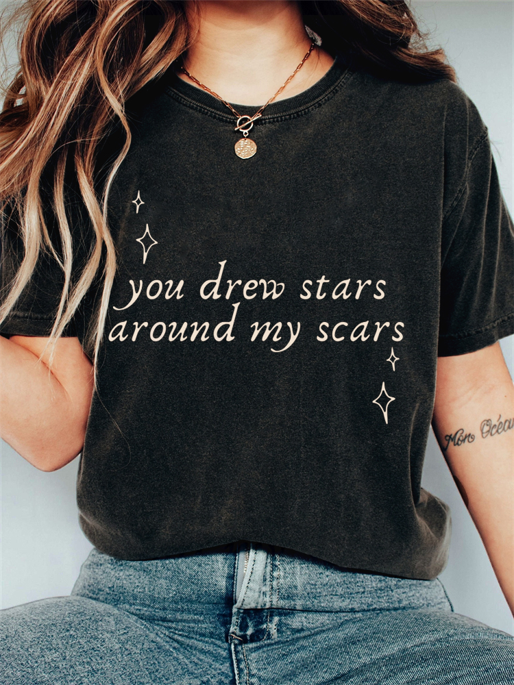 TS Cardigan You Drew Stars Around My Scars Vintage Washed T Shirt