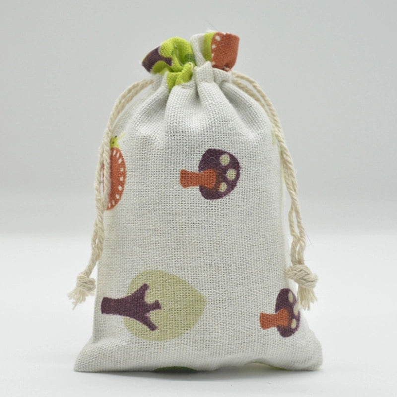 Printed Cotton Bag Cotton And Linen Drawstring Cloth Bag Mosquito Repellent Packaging Bag Jewelry Gift Storage Pastoral Style Small Bag