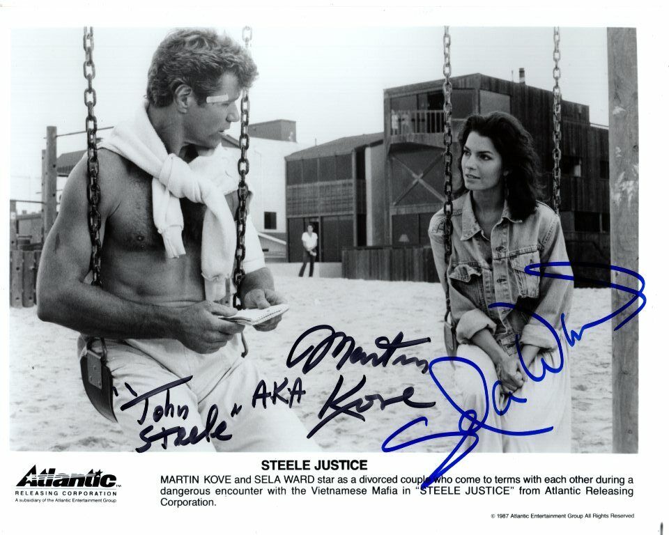 MARTIN KOVE and SELA WARD signed autographed STEELE JUSTICE original press Photo Poster painting