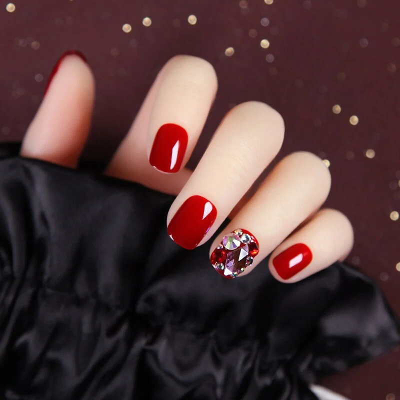 24pcs/box Wearable Finger Fake Nails press on Blue Grey Aurora Effect short size full cover Summer Patch  fake Fingernail tips-Nail Inspo