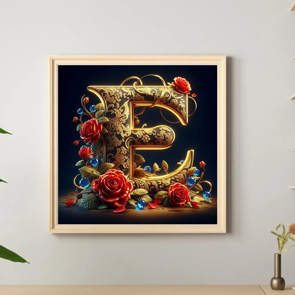 Diamond Painting - Full Round Drill - Flower Letter E(Canvas|30*30cm)