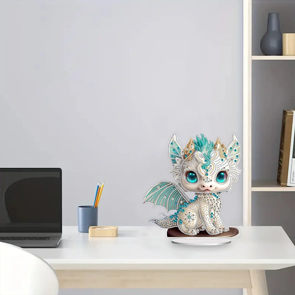 DIY Dragon Acrylic Single Sided Diamond Painting Desktop Ornaments Kit for Office Desktop Decor