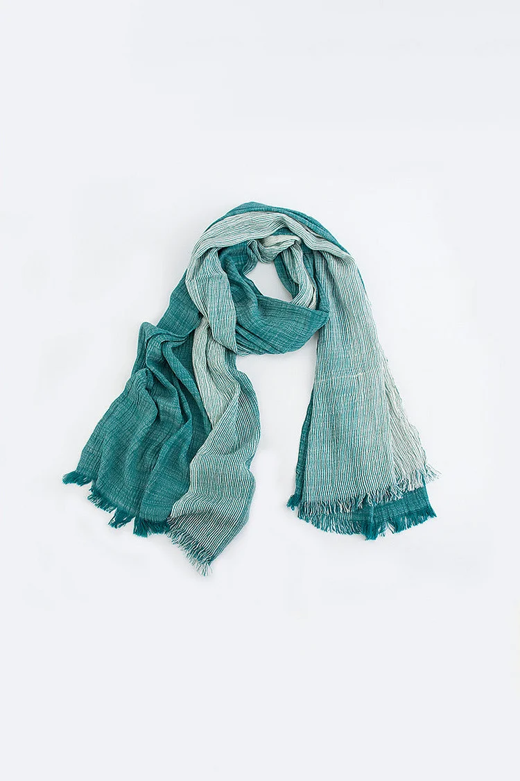 Fading Color Raw Hem Linen Knit Casual Scarf