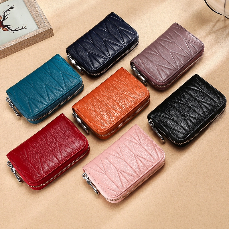 Korean Leather Multi-card Bit Zipper Card Bag Small Coin Purse Simple Organ Card Bag