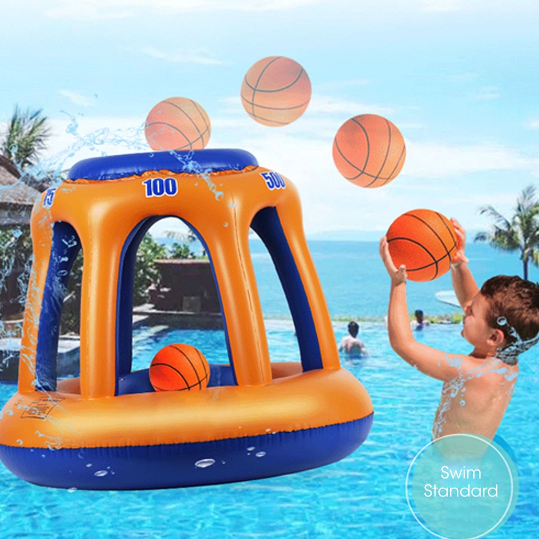 Swimming Pool Basketball Hoop Ball Set Inflatable Hoop