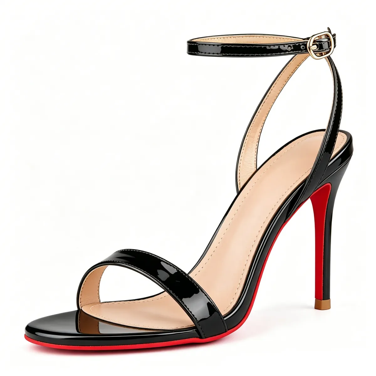 100mm round toe toe ankle strap high-heeled sandals  Red Bottom  Sandals