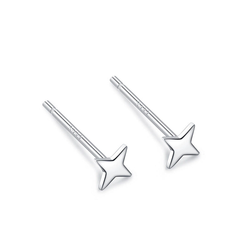 1 Pair 925 Sterling Silver Star Heart Shape Ear Studs