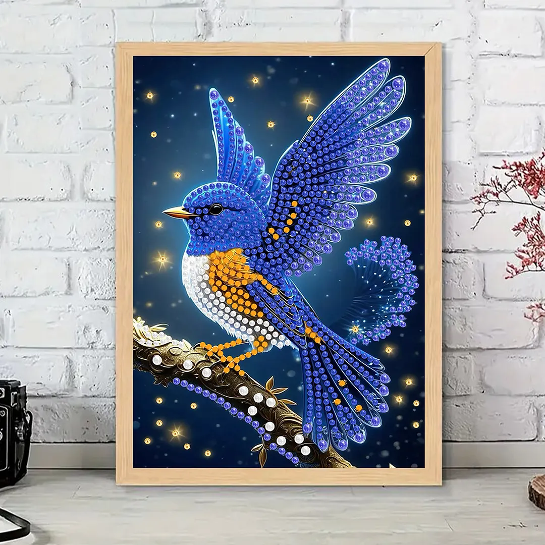 Pearl Painting Kit for Adults Blue Bird Decor 11.81x15.75in