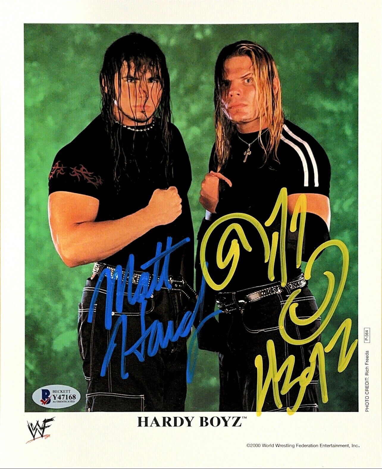 WWE HARDY BOYZ P-564 HAND SIGNED AUTOGRAPHED 8X10 Photo Poster painting WITH BECKETT COA 1