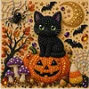 Framed Pumpkin Black Cat - Pearls Painting Kit DIY Diamond Painting Pearl Dot Crafts 20x20CM