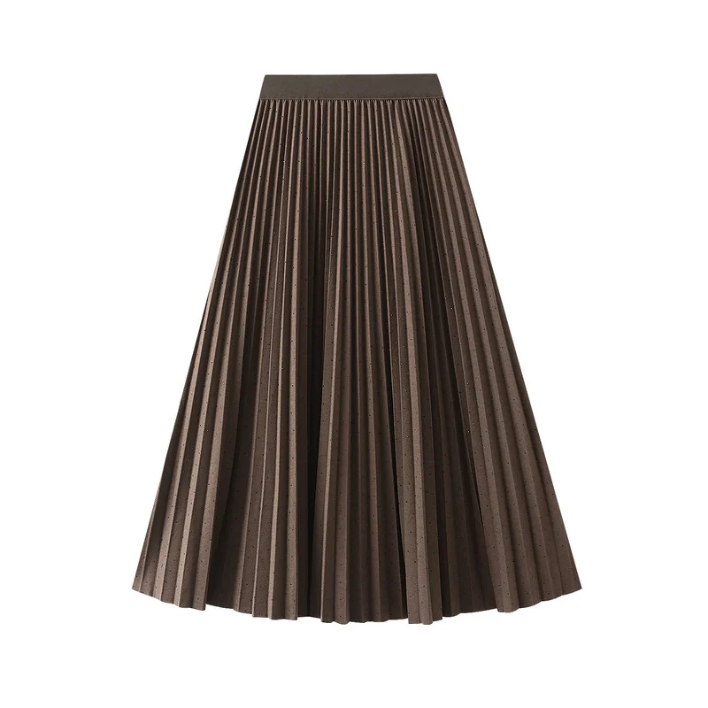 Nigikala Nigikala Diamond Hair, A Hundred Folded Skirt Half-Dress Women's Autumn And Winter New Tight High Waist Long Organ Skirt 8915