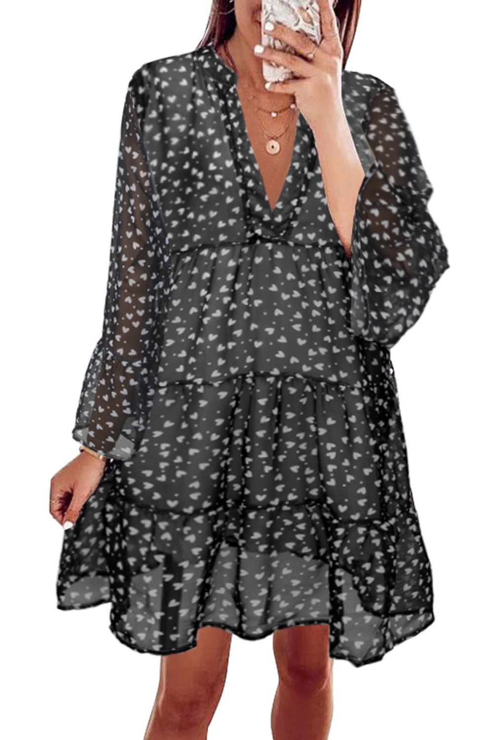 deep v neck swing dress